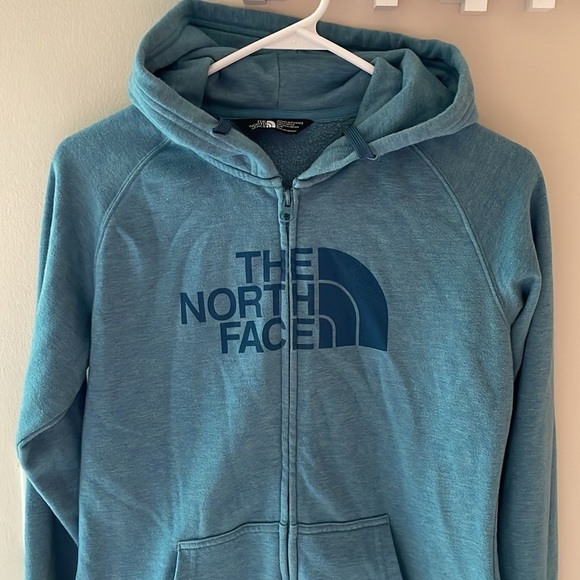North Face Women Small Hoodie Sweatshirt Hooded Full Zip Pockets Jacket Blue - Picture 2 of 5